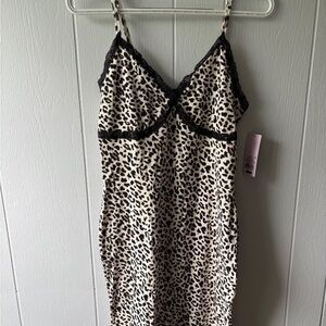 Wild Fable Brown and Black Midi Dress with Animal Print